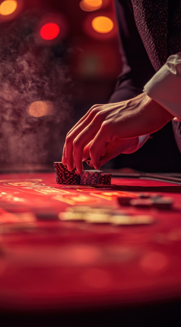 Permainan Sic Bo dengan tiga dadu dan hasil di layar rawontoto